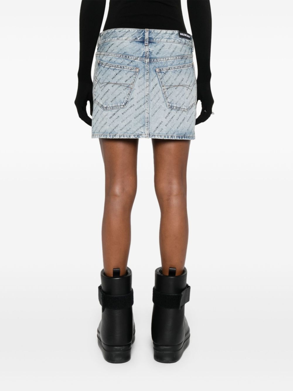 logo-print denim miniskirt - 4