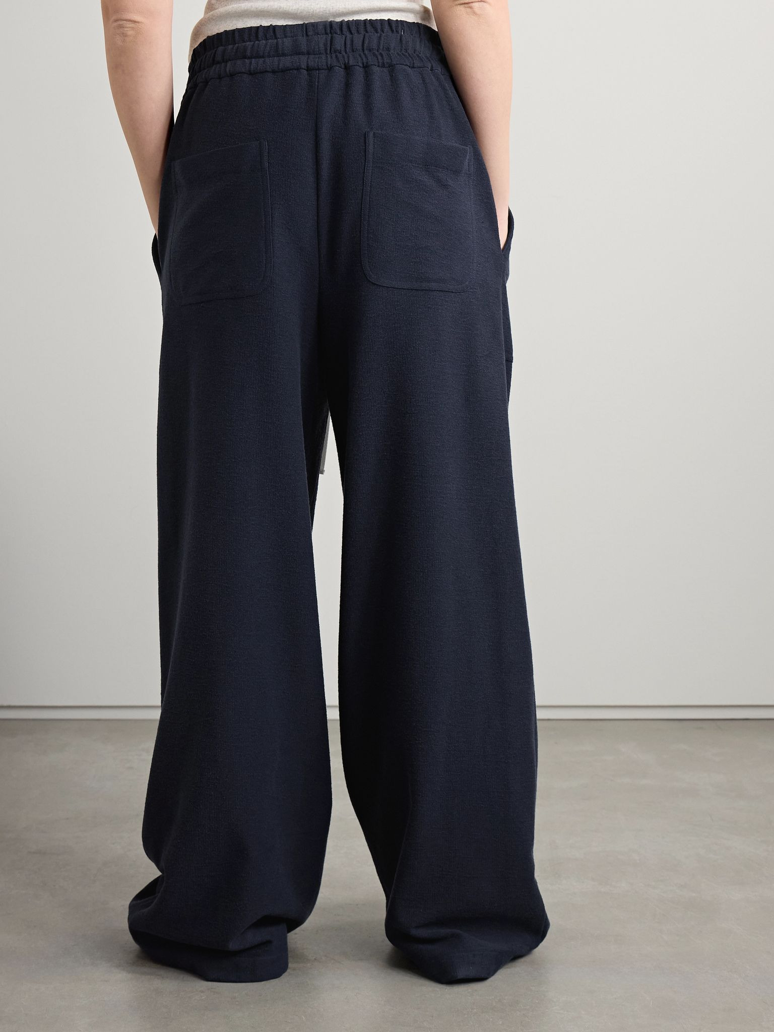 Main St. cotton-jersey wide-leg pants Navy - 3