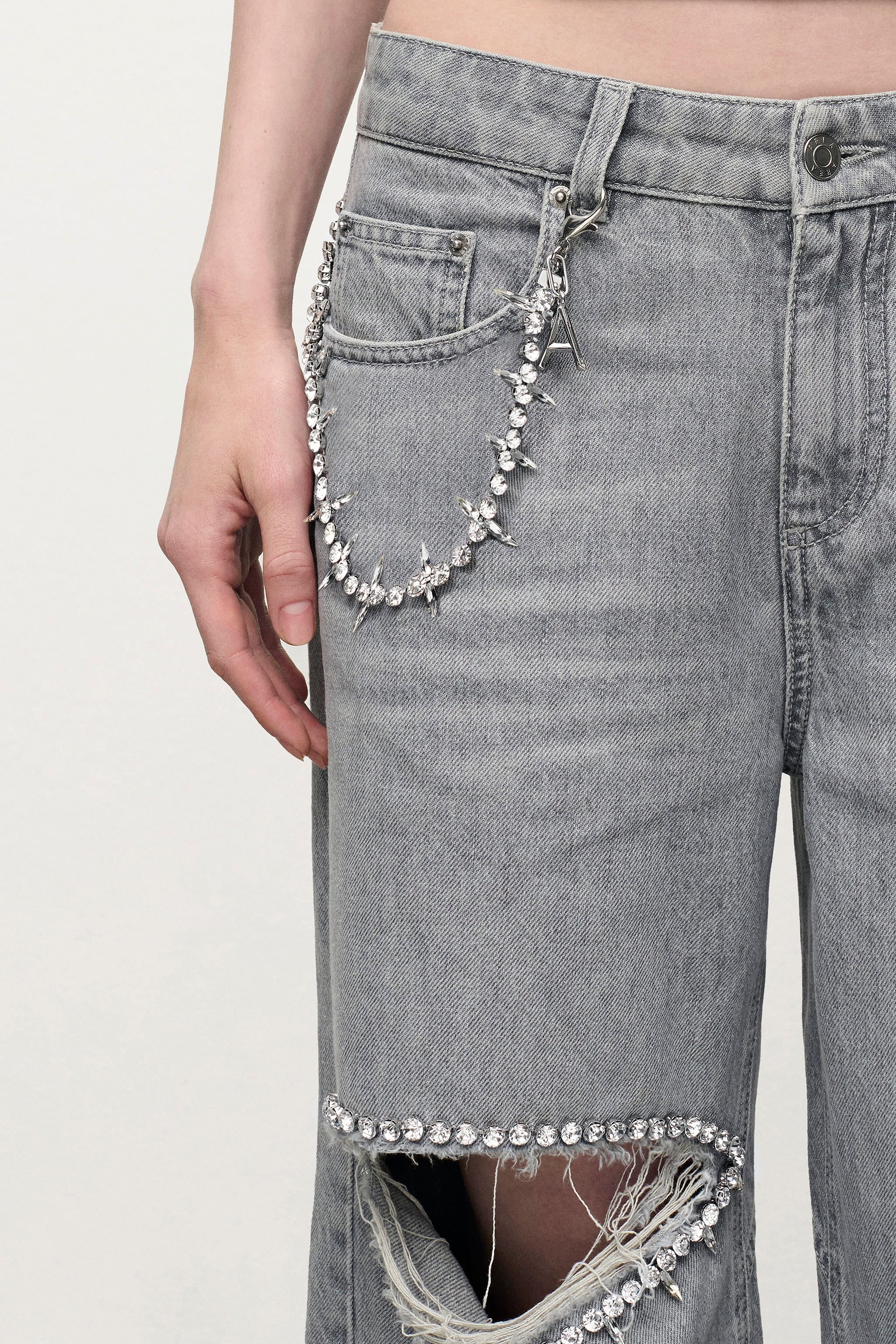 CRYSTAL BLANKET STITCH WALLET CHAIN - 2