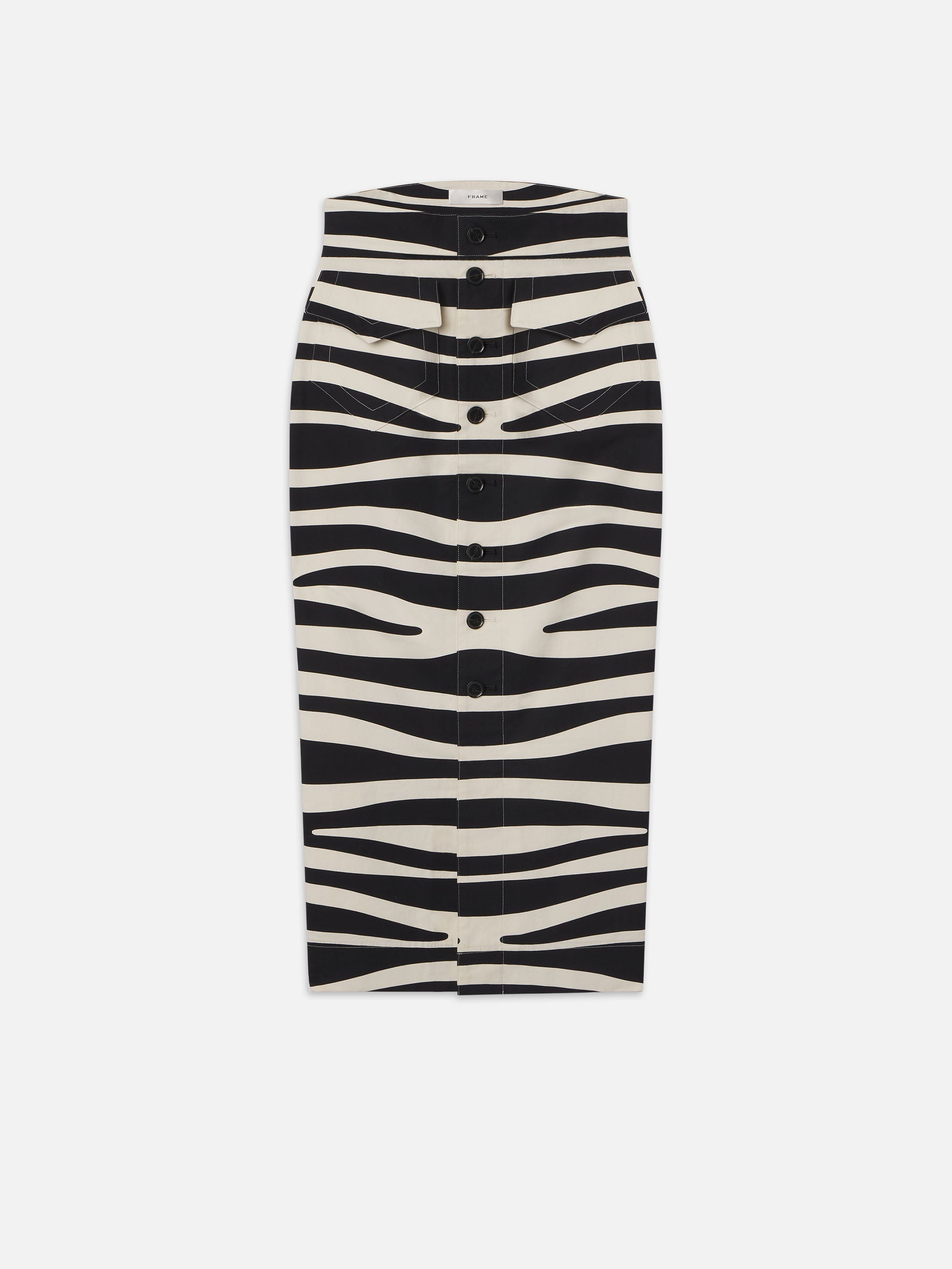 Button Front Skirt in Black Multi - 1