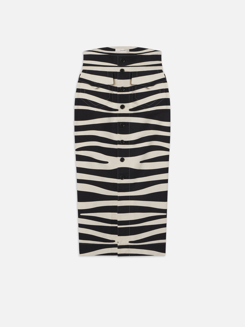 Button Front Skirt in Black Multi 1