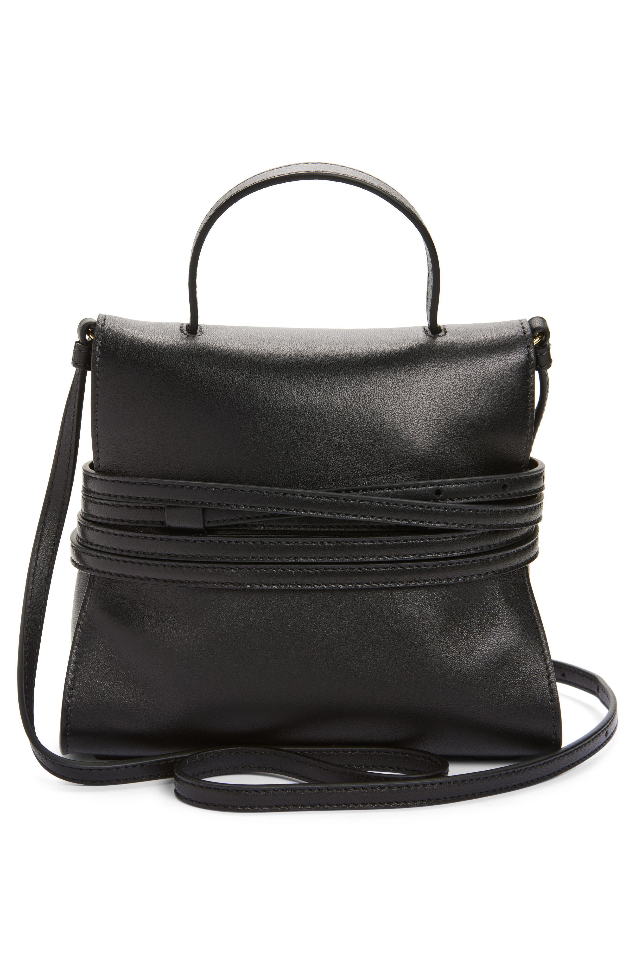 Moschino Small Tie Me Leather Top Handle Bag in Black at Nordstrom - 3
