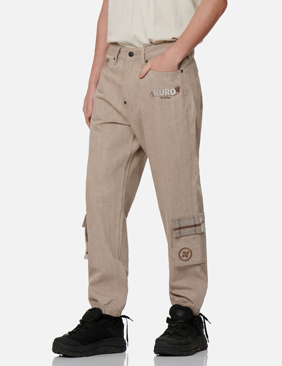 Plaid Flannel Pocket Jogger Jeans - 7