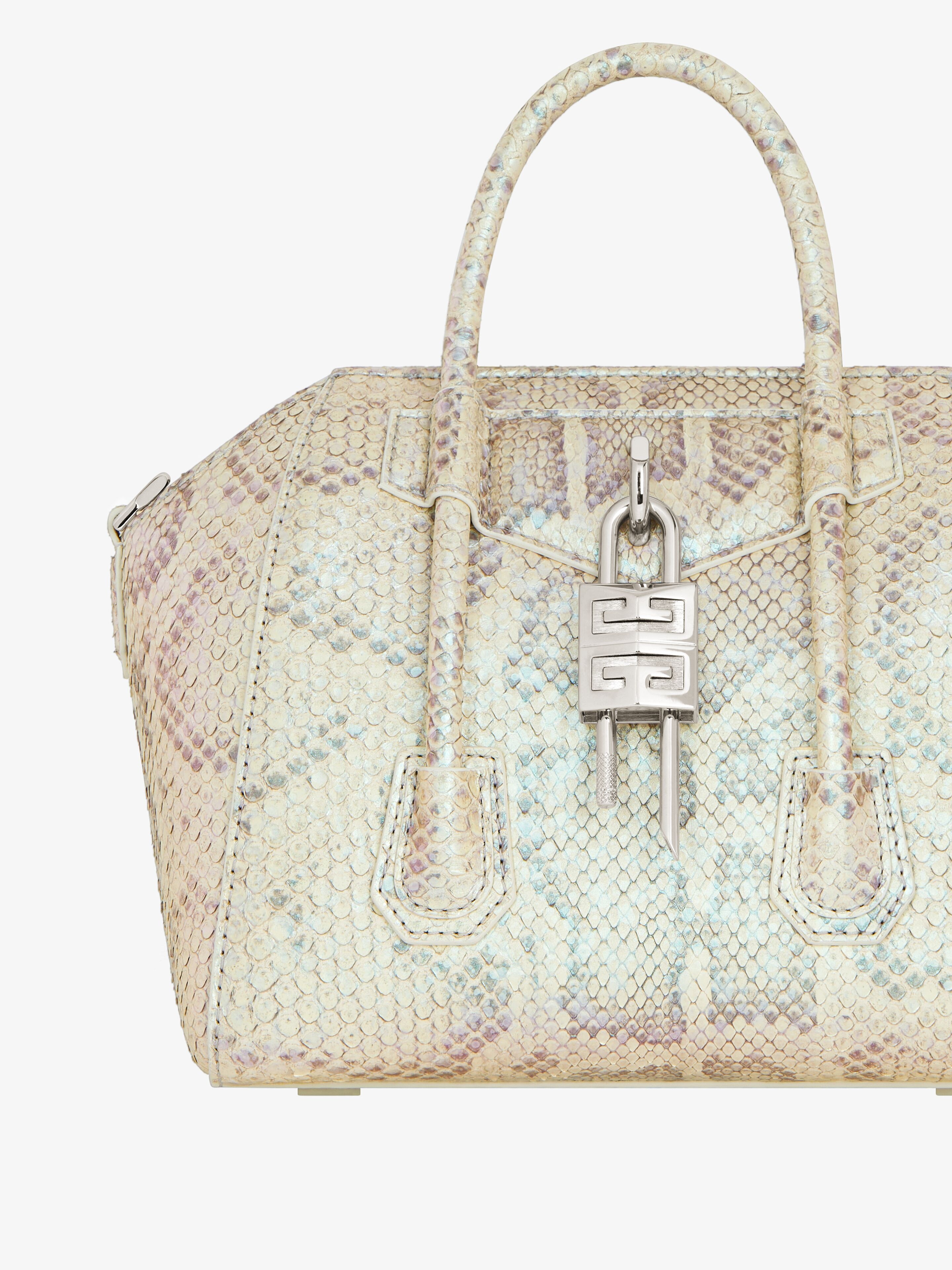 MINI ANTIGONA LOCK BAG IN PYTHON WITH PEARL EFFECT - 5