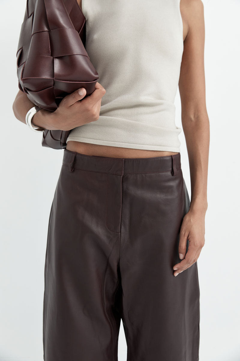 Leather Balloon Pants - Bordeaux - 8