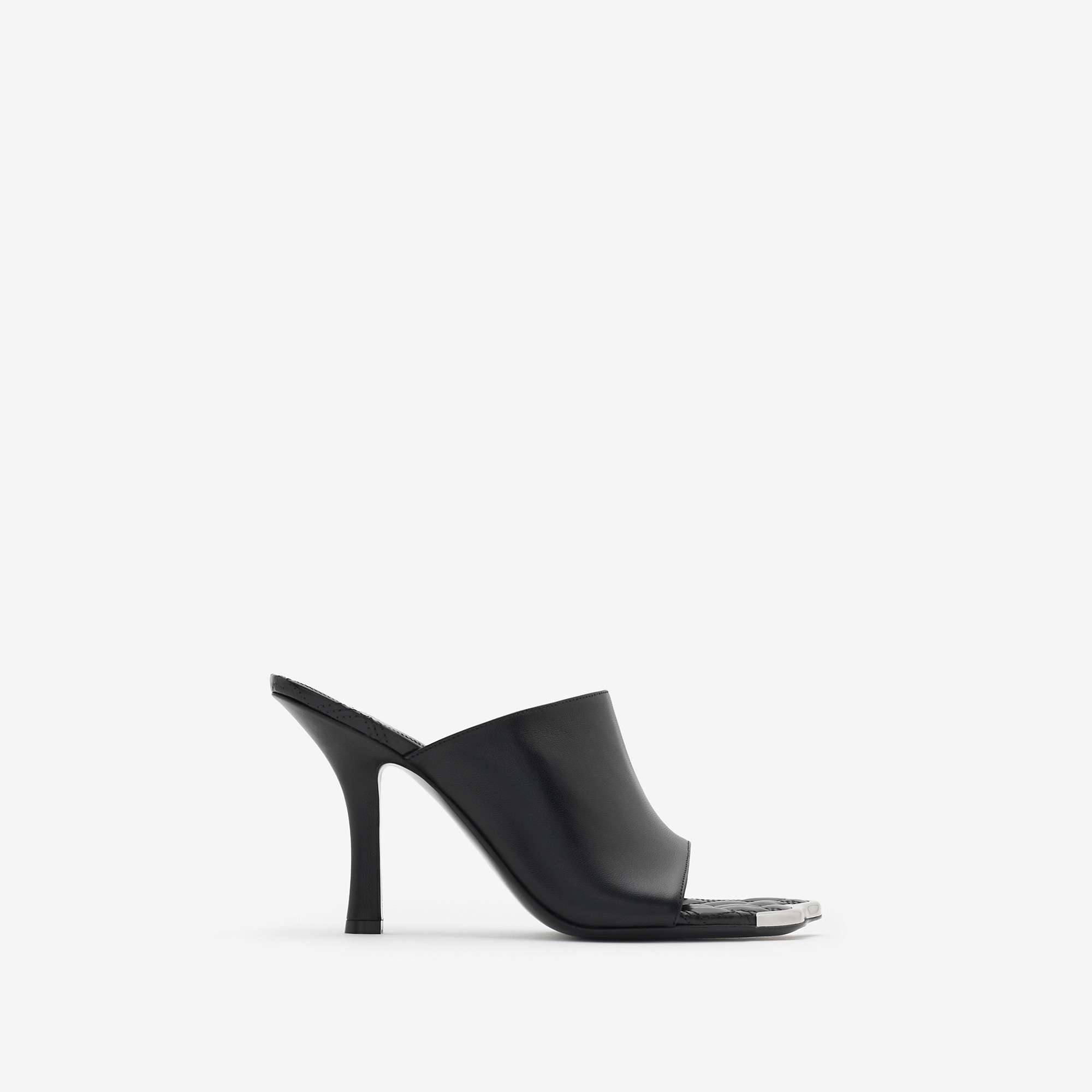 サンダル・ミュール BURBERRY BLACK LEATHER MULES 70 EKD leather mules in black - Burberry | Mytheresa