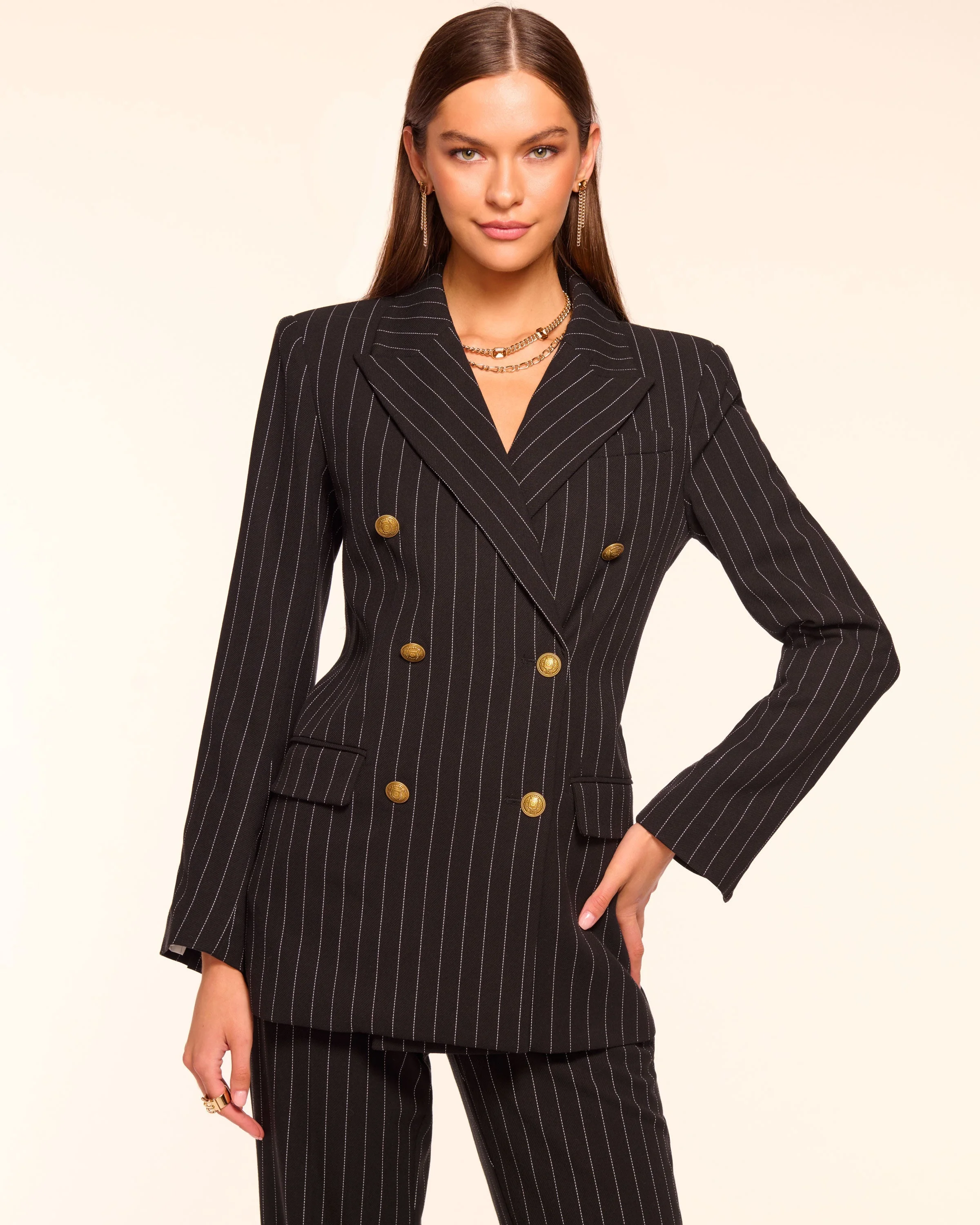 Laurel Pinstripe Double Breasted Blazer - 1