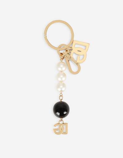 Dolce & Gabbana Metal keychain with DG logo and pearls outlook