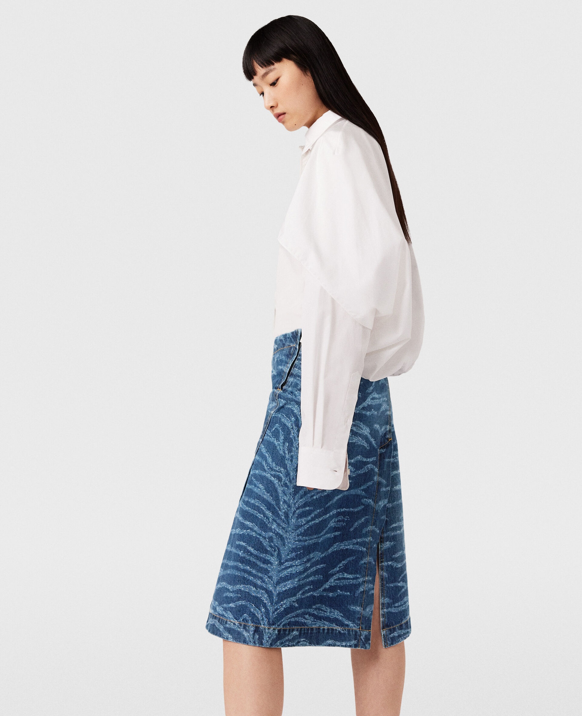 Tiger Pattern Asymmetric High-Rise Midi Skirt - 3