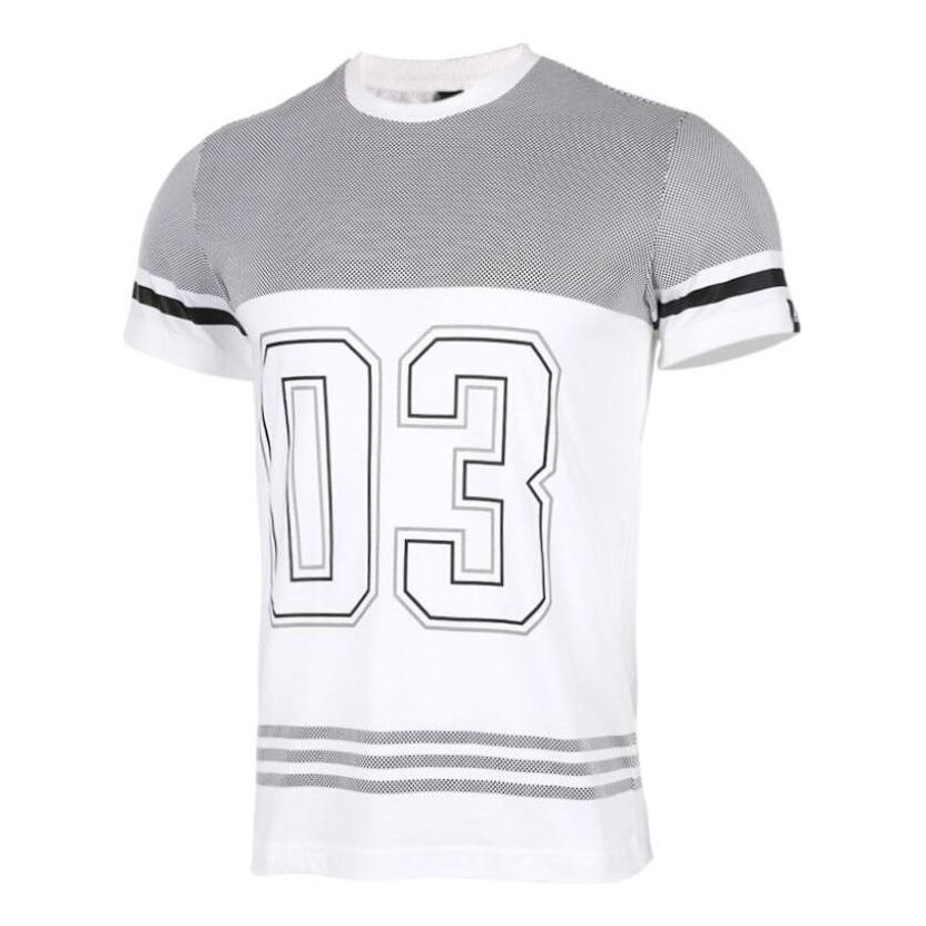 Men's adidas Alphabet Printing Round Neck Breathable Short Sleeve White T-Shirt CD1072 - 1