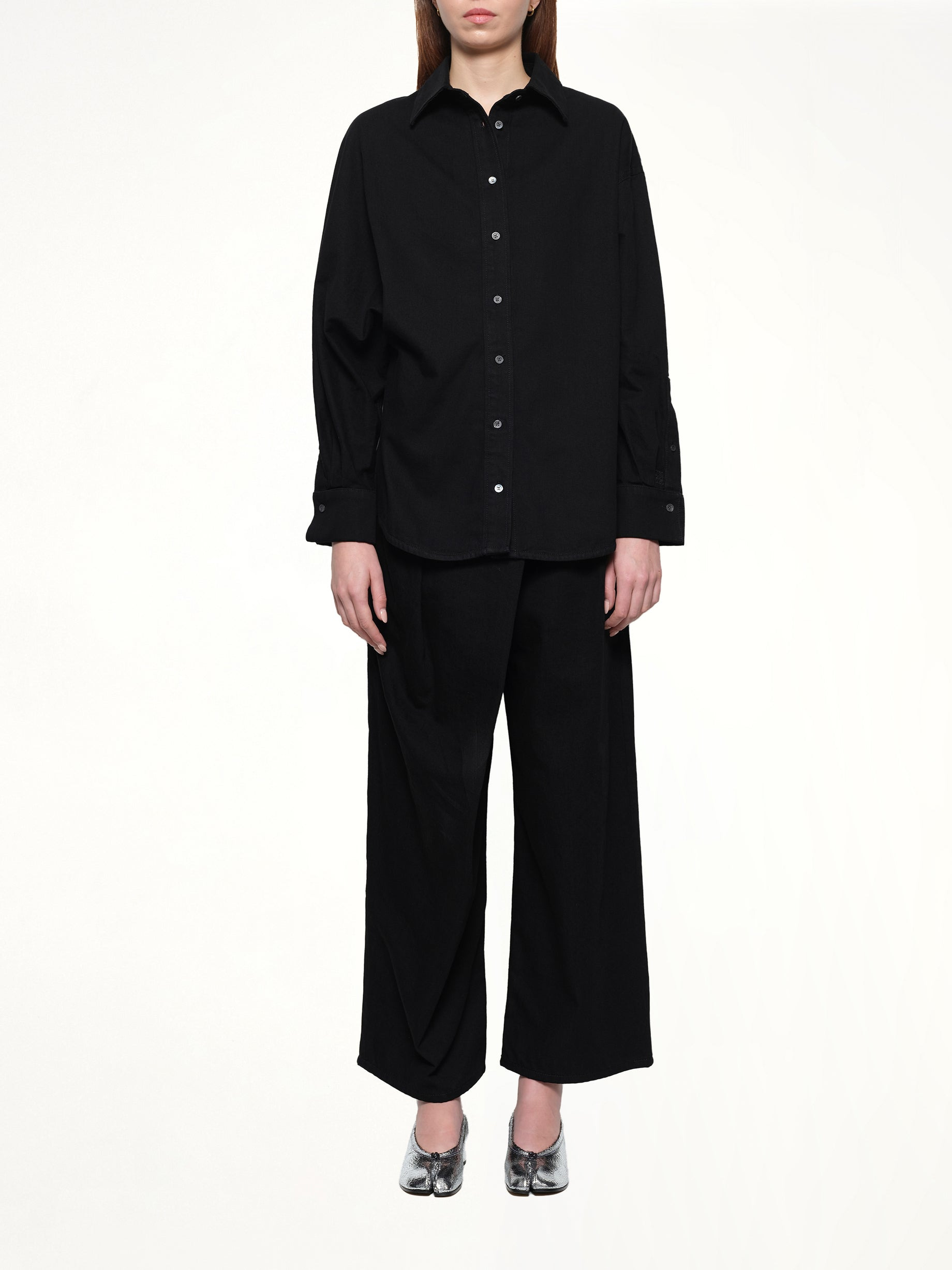 Wrap Shirt in Black - 7