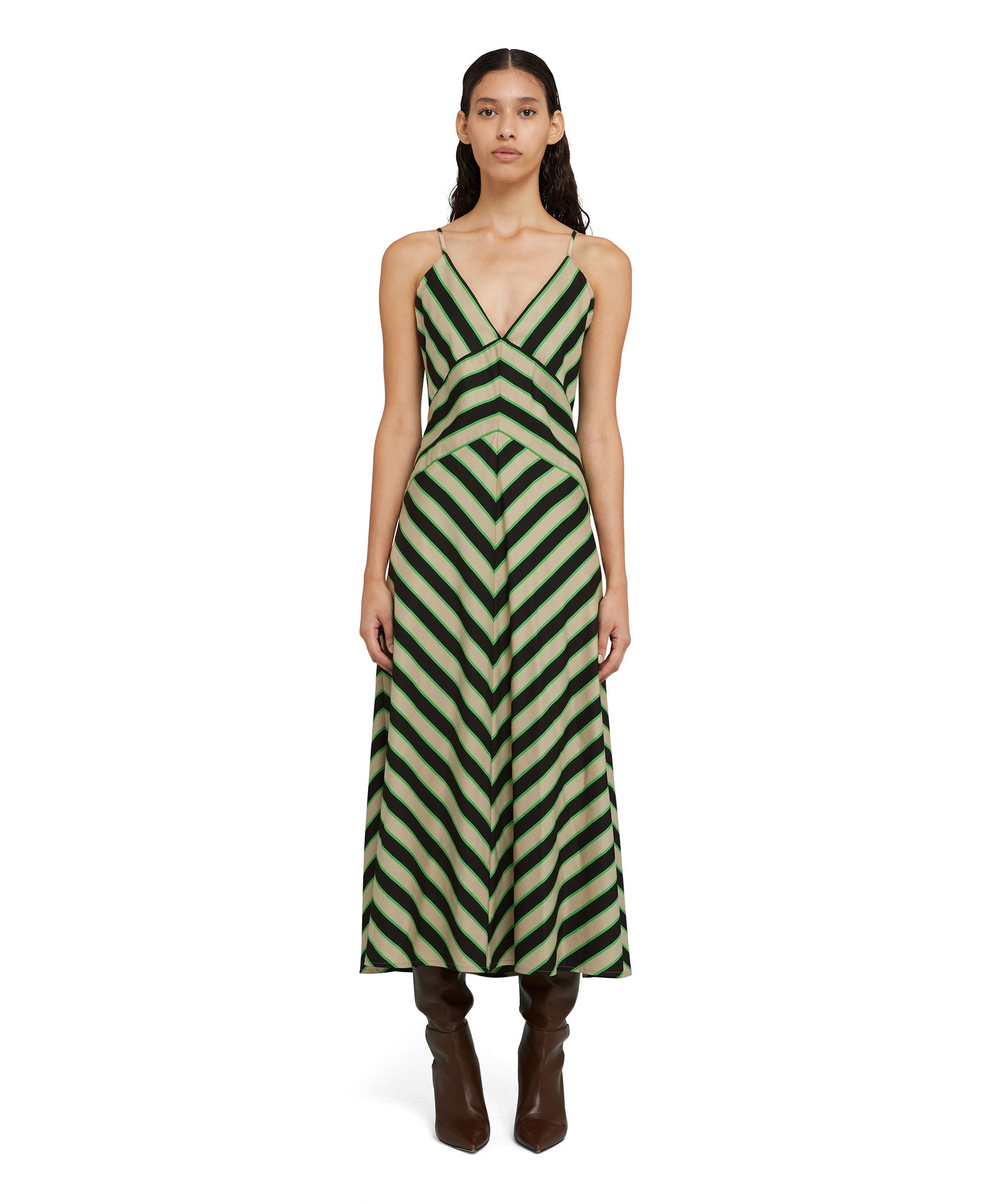 Twill viscose midi dress with "Jumbo Stripe" print - 5