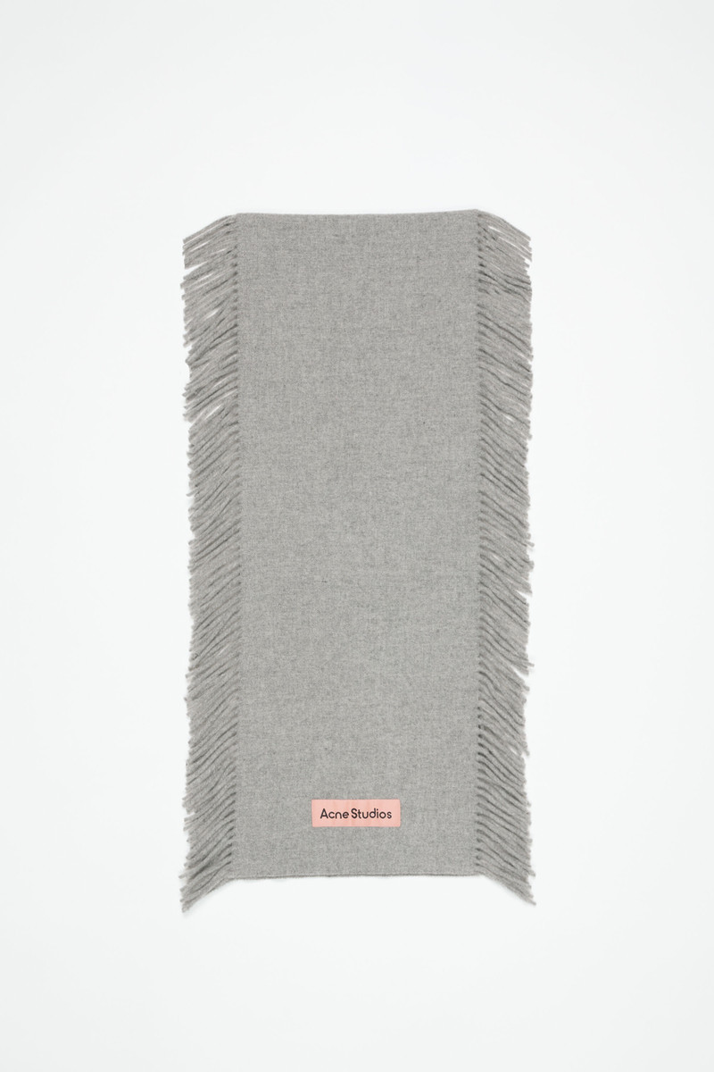 Fringe wool scarf - Light Grey Melange 1