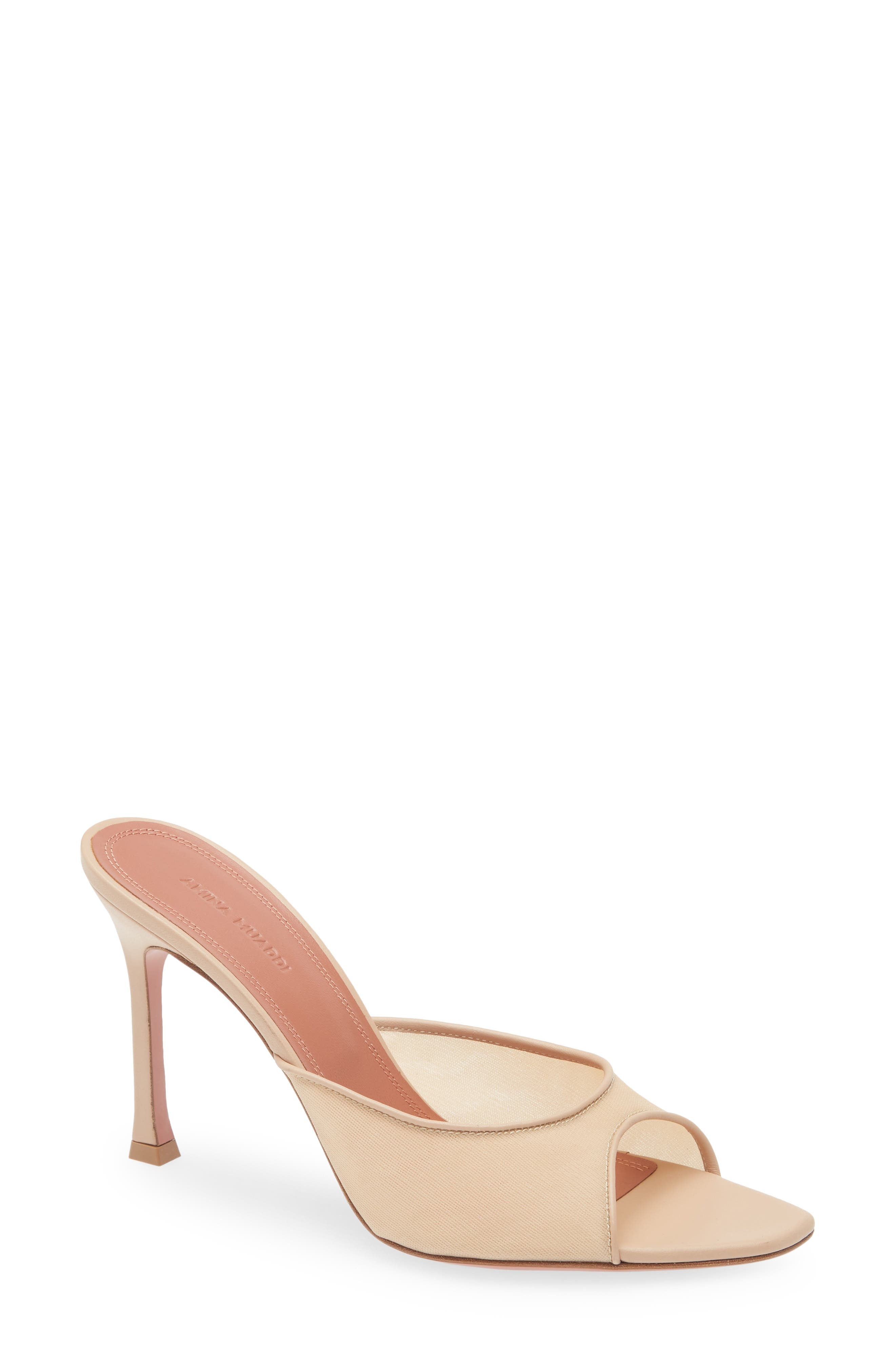 Amina Muaddi Alexa Slide Sandal in Mesh Beige at Nordstrom - 1