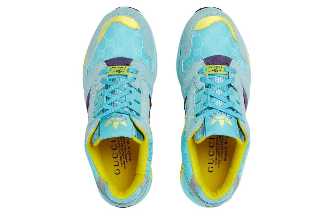 (WMNS) adidas Originals x Gucci ZX 8000 'Aqua Blue Yellow Brown' 722212-AAA9L-4644 - 4