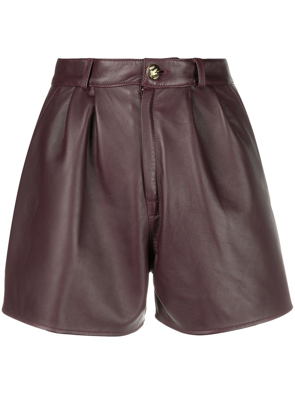 pleated leather shorts - 1