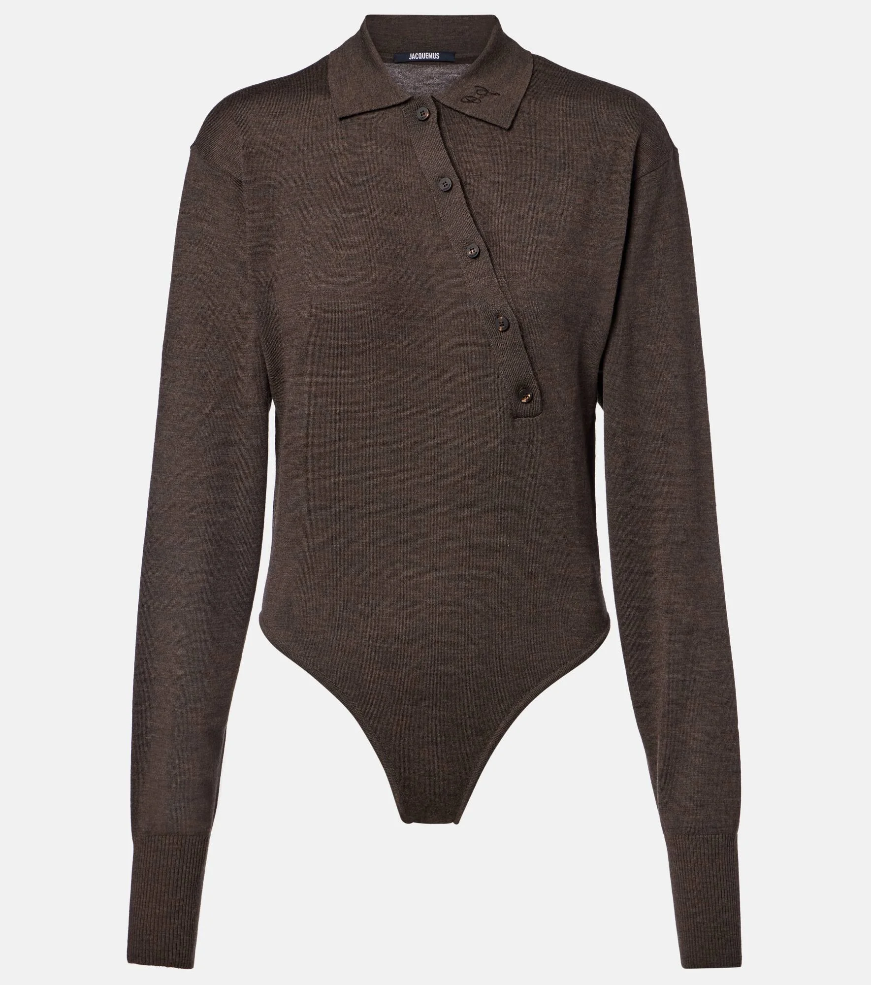 Twisted wool polo bodysuit - 1