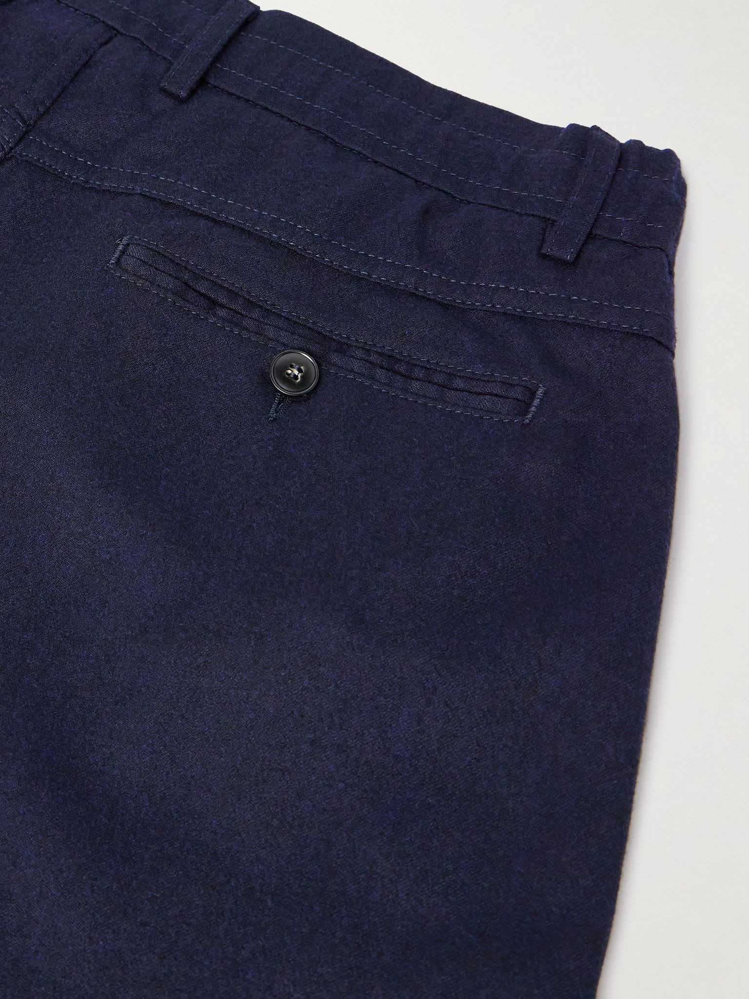 Tapered Wool-Flannel Drawstring Trousers Navy - 5