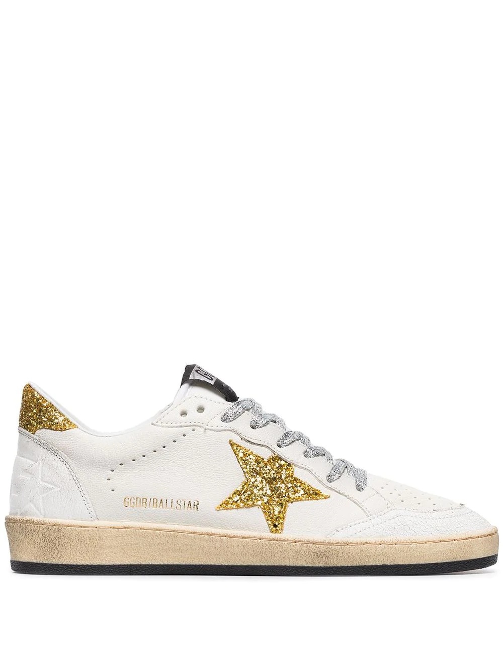 Ball star applique leather sneakers - 1