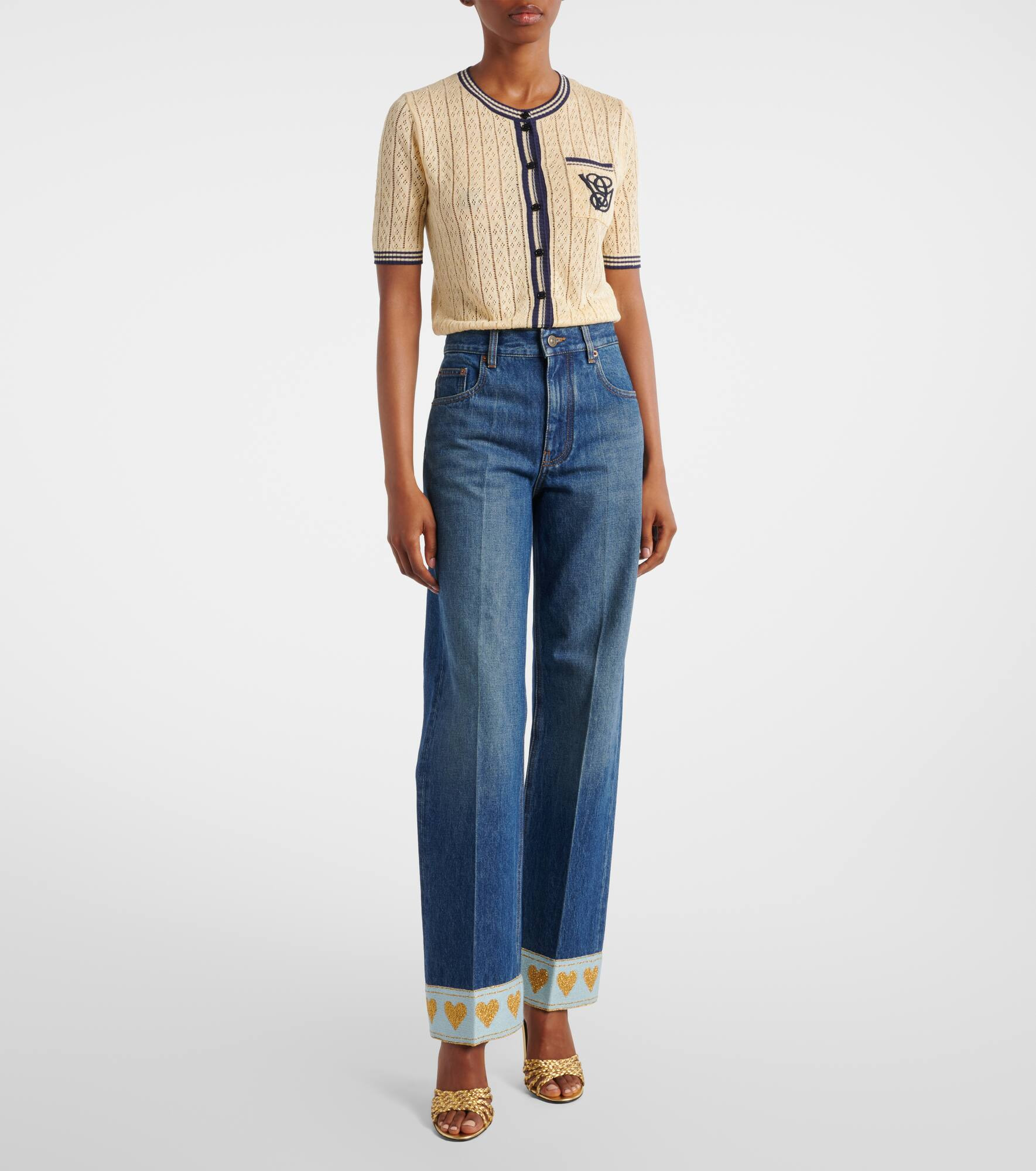 Embellished mid-rise straight jeans - 7