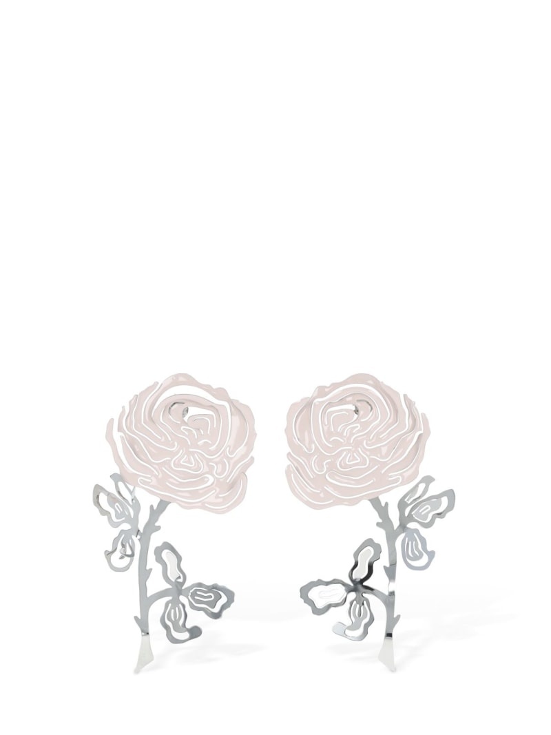 Rose enamel earrings - 1