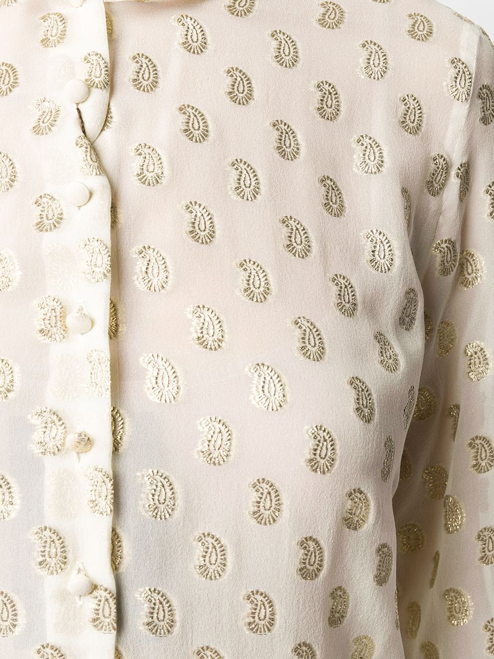 paisley-embroidery silk shirt - 5