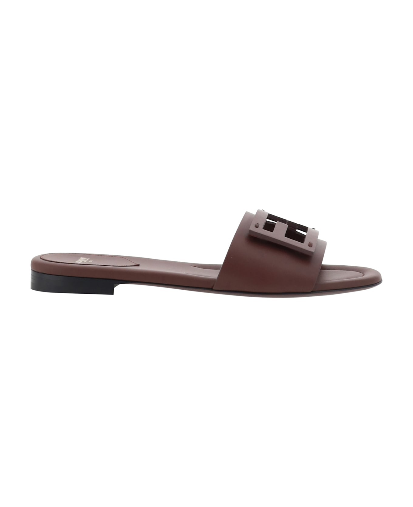 Chocolate Leather Baguette Slippers - 1