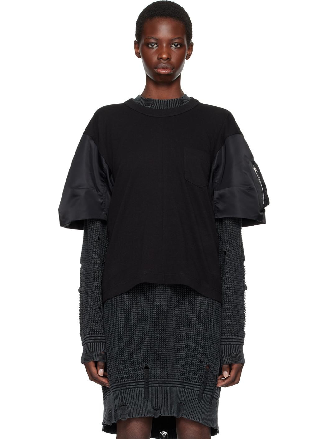Black Paneled T-Shirt - 1