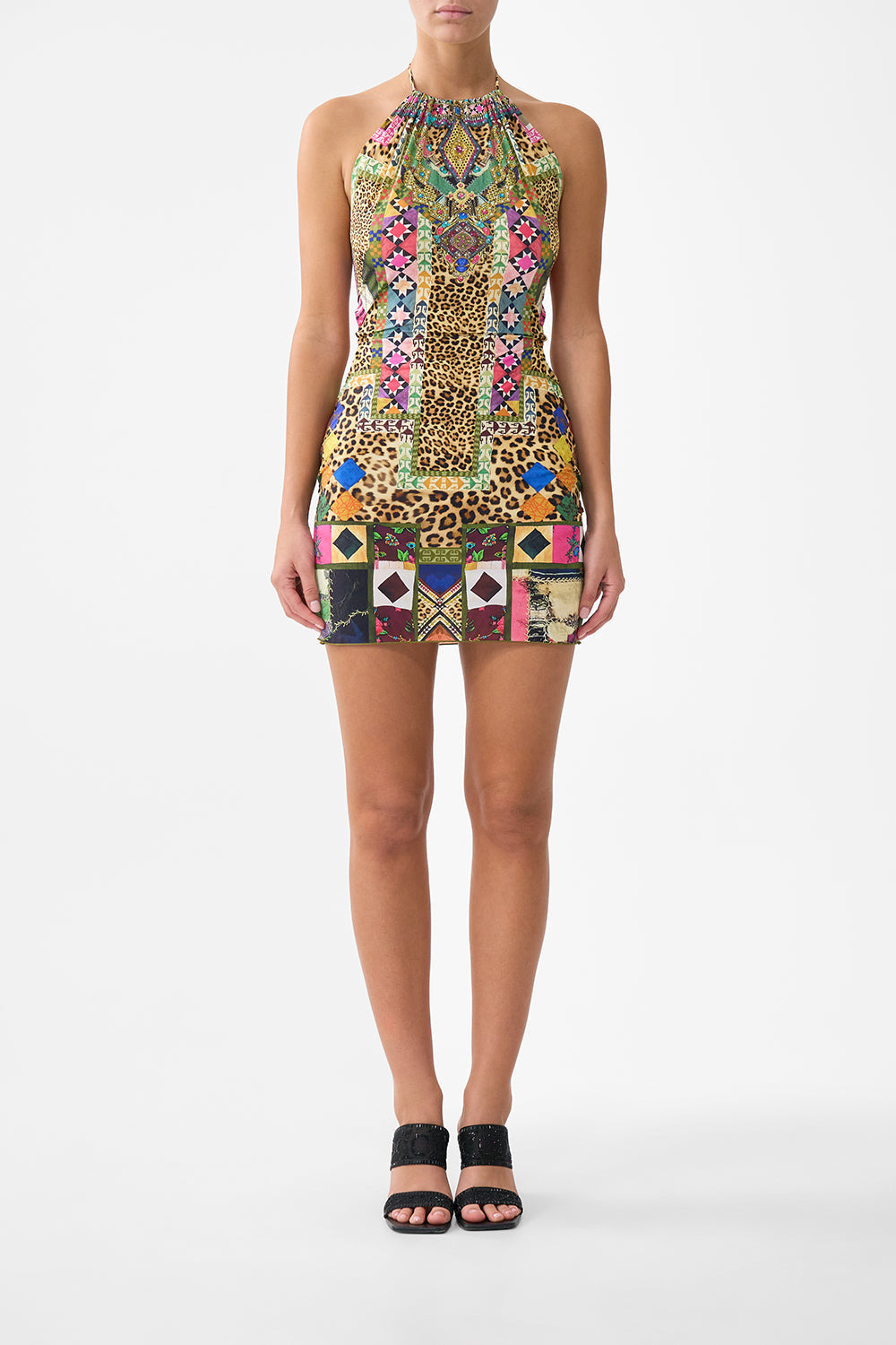 HALTER BEACH MINI DRESS W CUT OUT WAIST TRIM - 2
