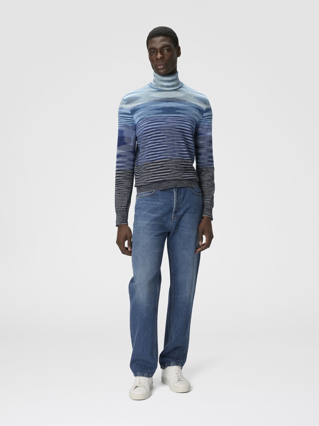 High-Neck Sweater in All-Over Flame Wool - 2
