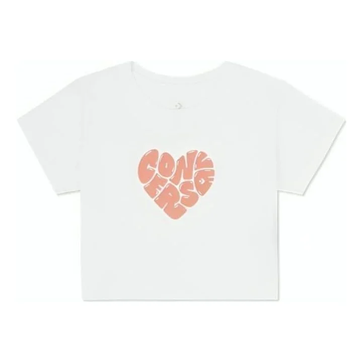 (WMNS) 가로 컬러 하트 티셔츠 'White' 10026369-A01 - 1