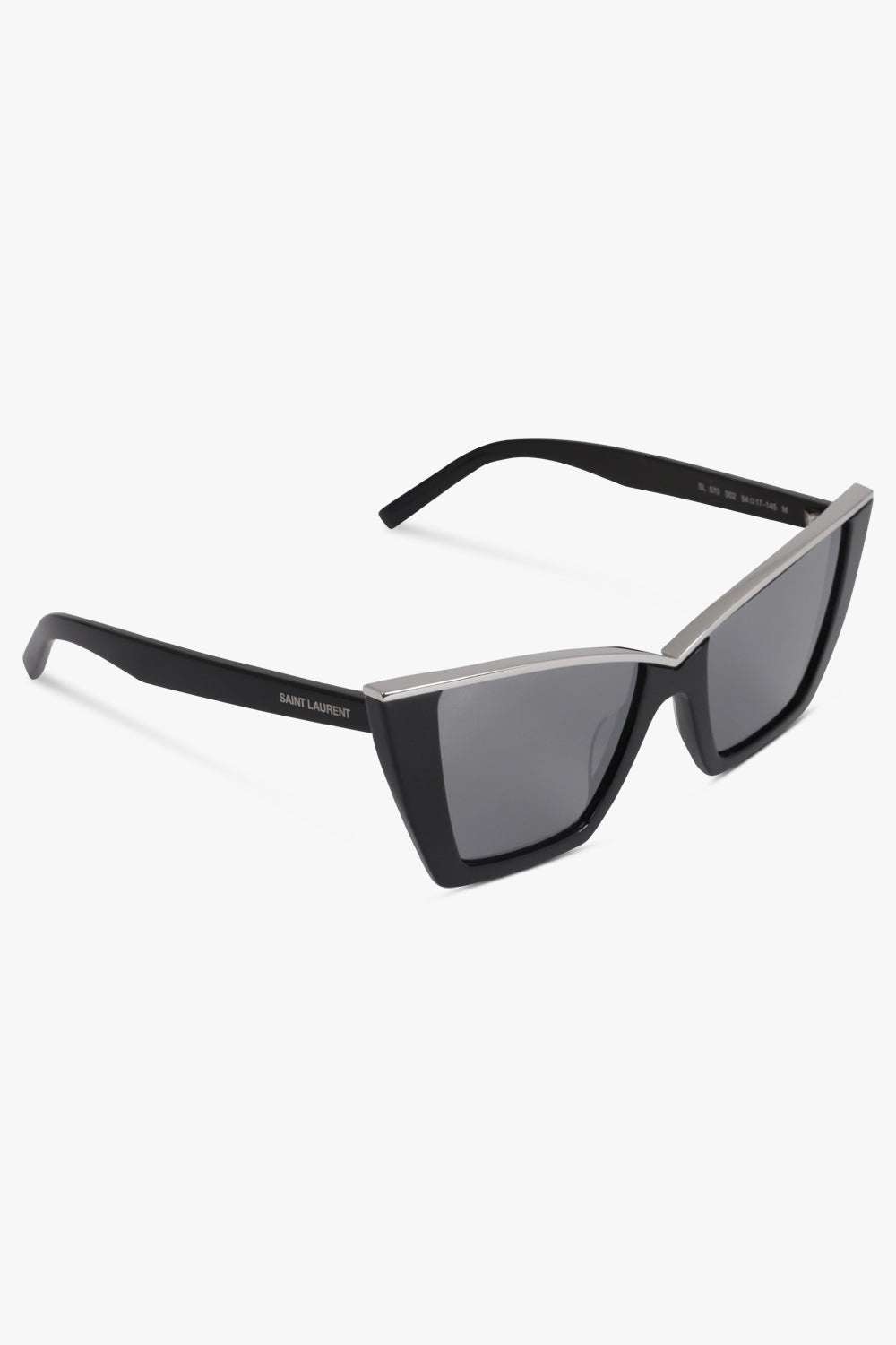 SILVER TRIM CAT EYE SUNGLASSES | BLACK/SILVER - 2