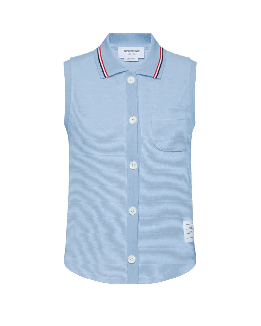 COTTON WAFFLE SLEEVELESS BUTTON SHIRT - 1