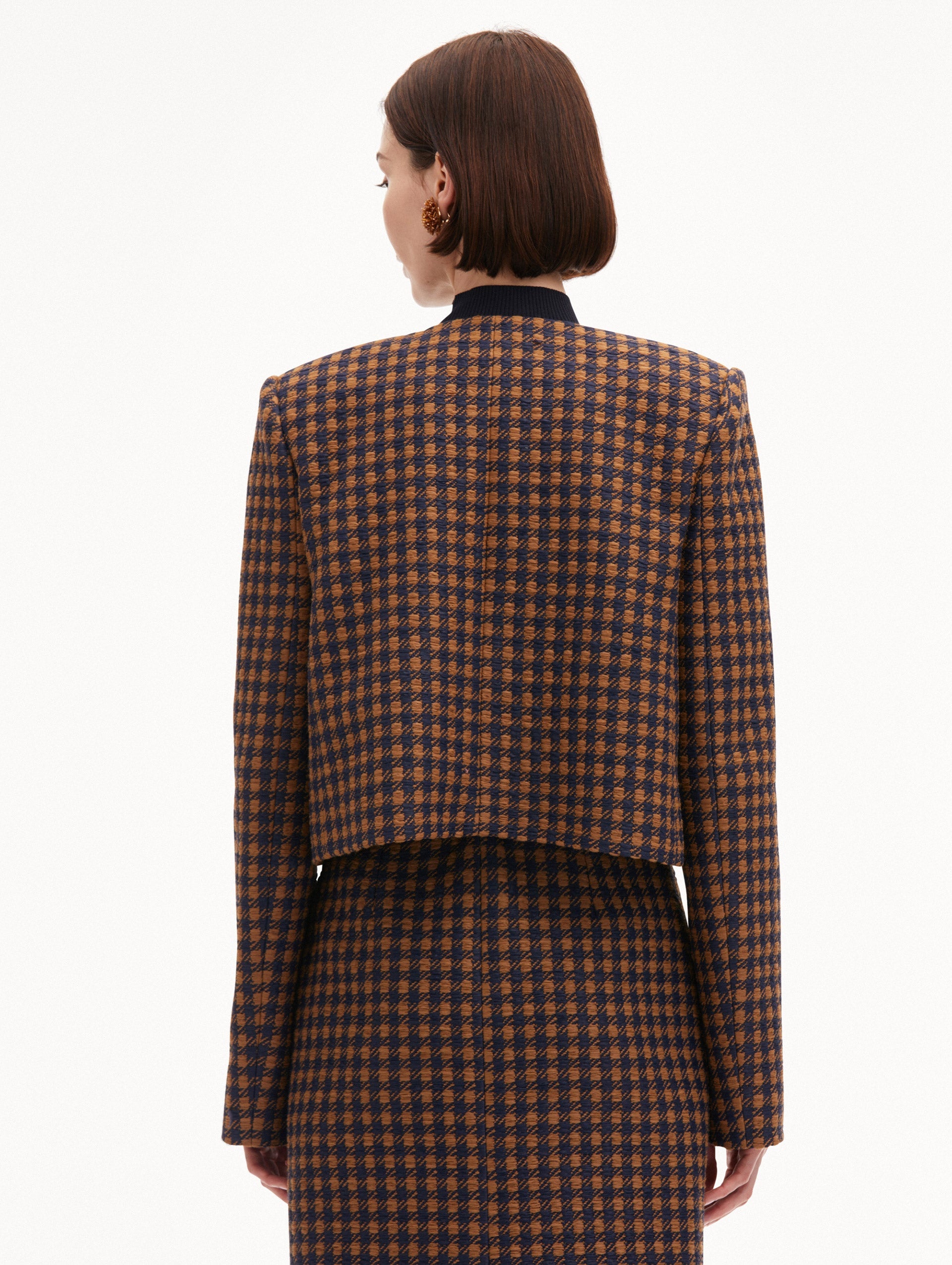 CHECK TWEED ORCHID EMBROIDERED JACKET - 4