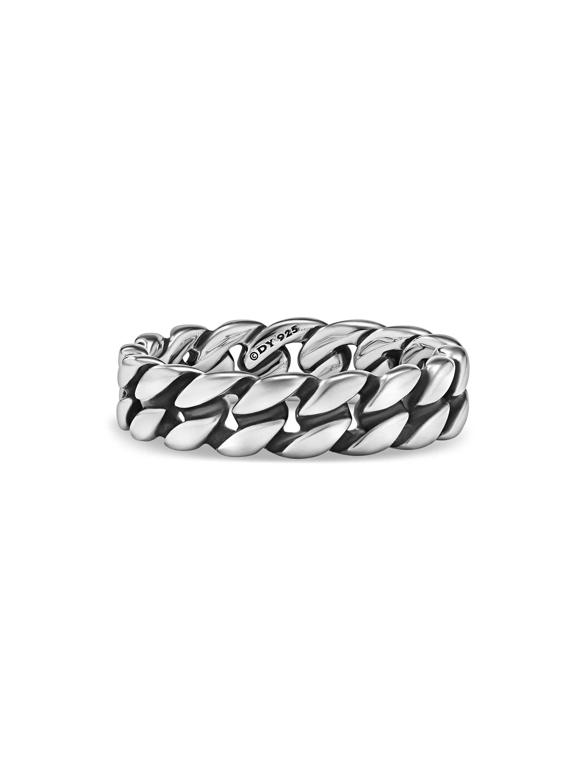 Men's Curb Chain Band Ring in Sterling Silver, 6MM - Silver - 1