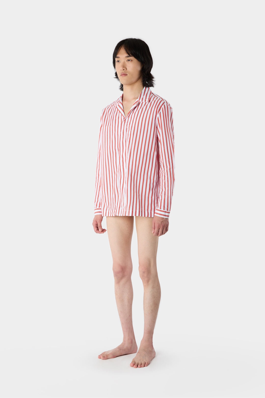 REGULAR SHIRT / cream & red stripes - 3