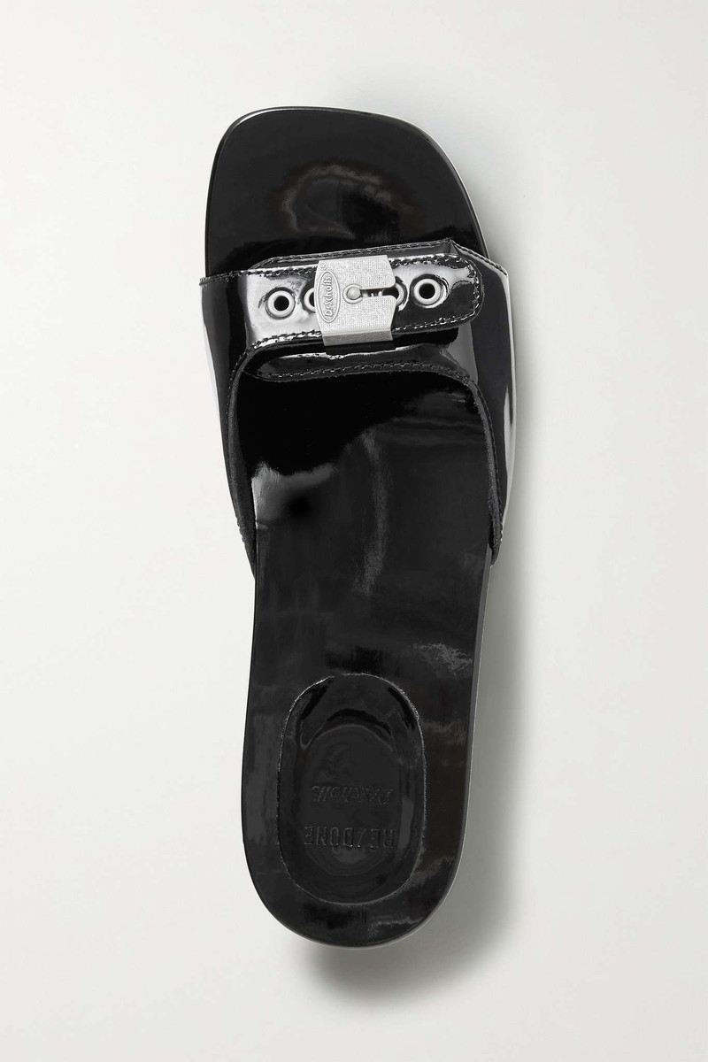 + Scholl buckled patent-leather clogs 5