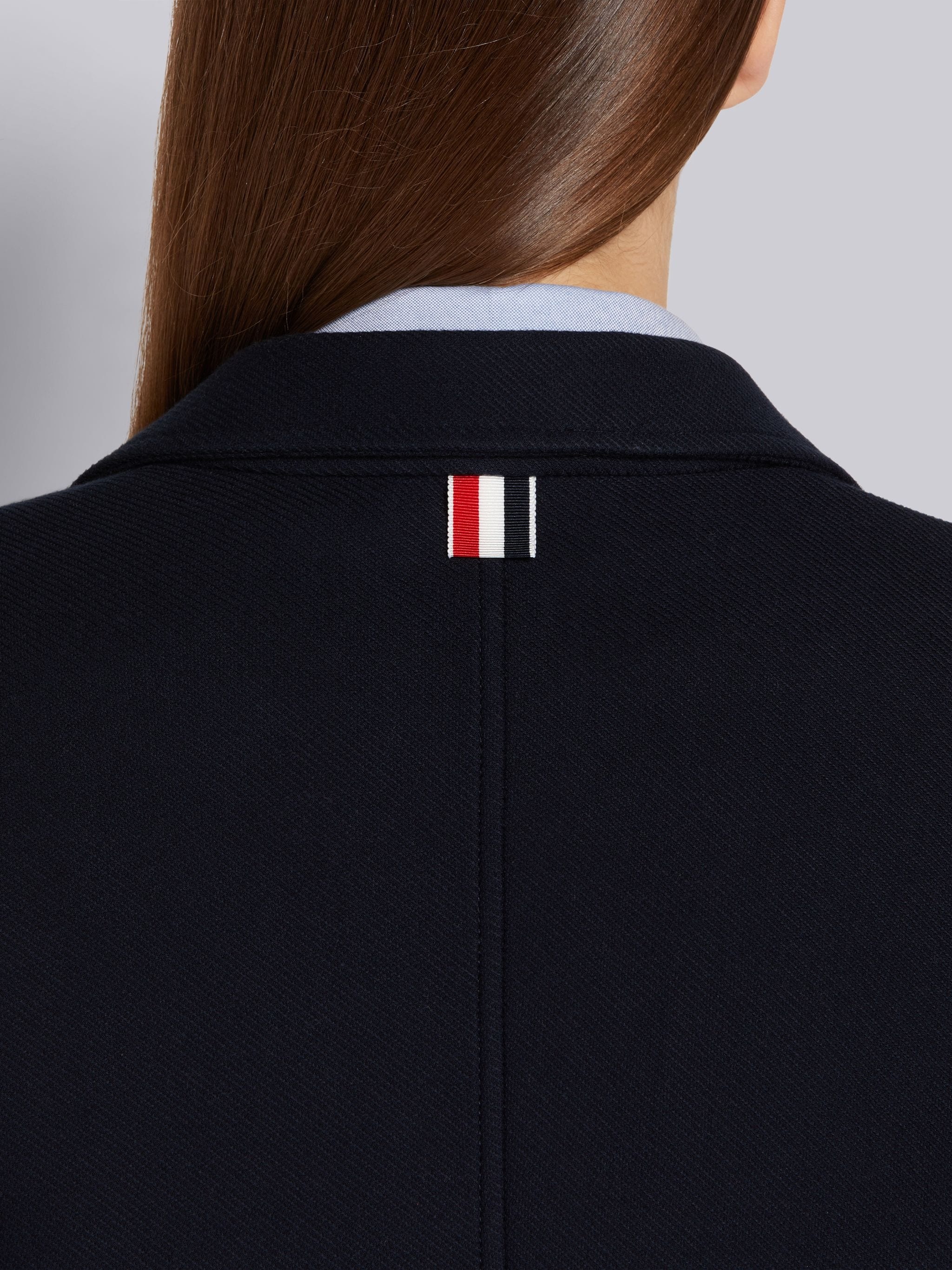 Navy Double Face Tech Twill Tonal 4-Bar Sack Jacket - 6