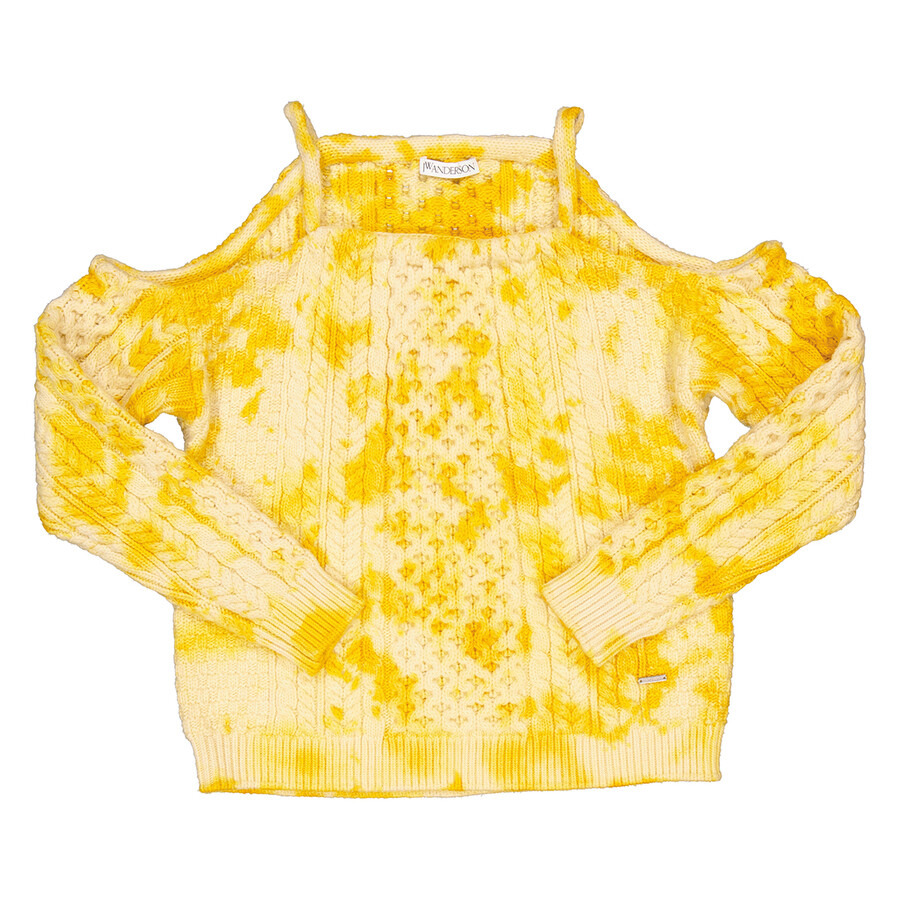 JW Anderson Ladies Yellow Cold Shoulder Cable Jumper - 5