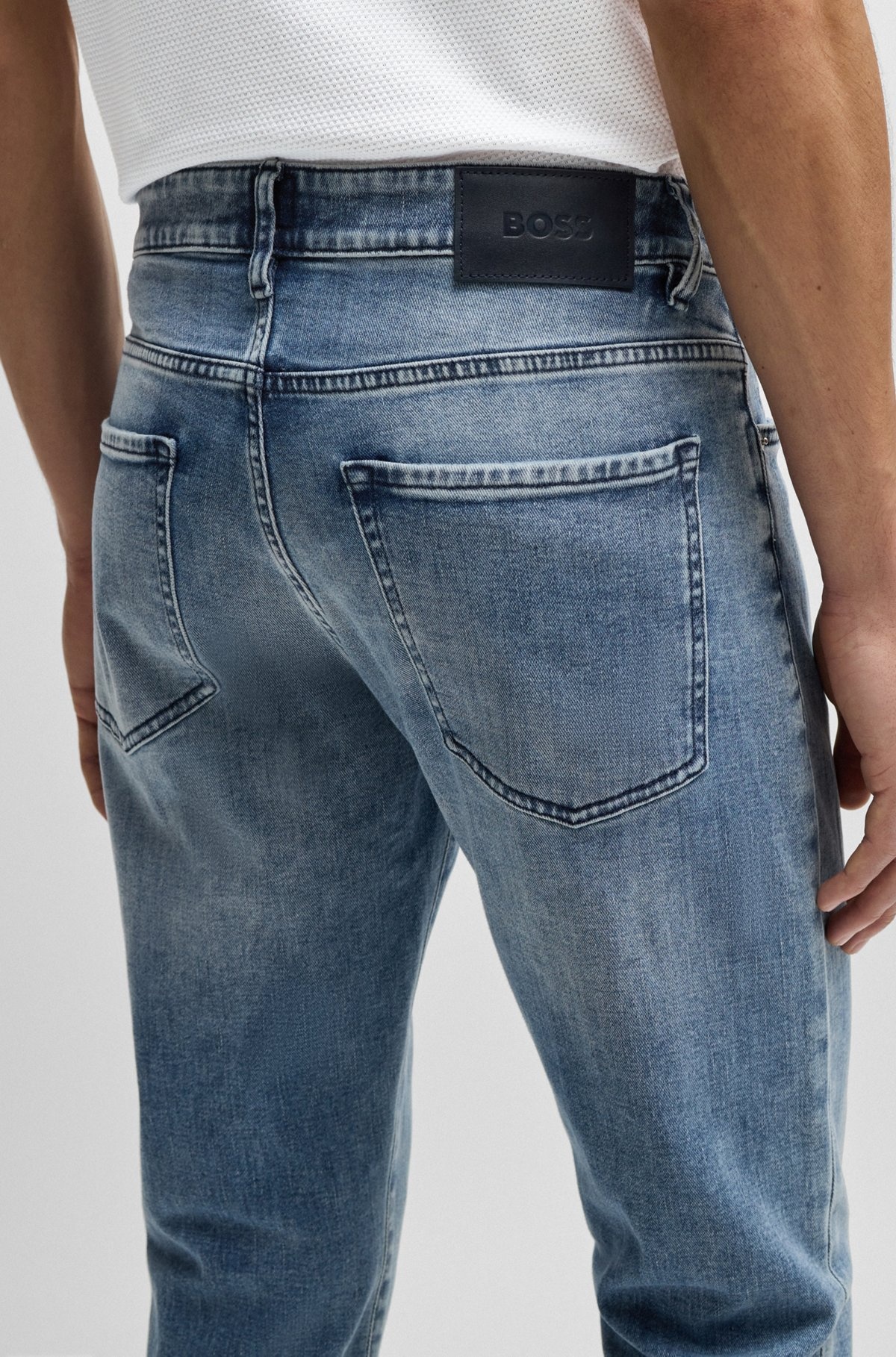 SLIM-FIT JEANS IN BLUE CASHMERE-TOUCH DENIM - 5