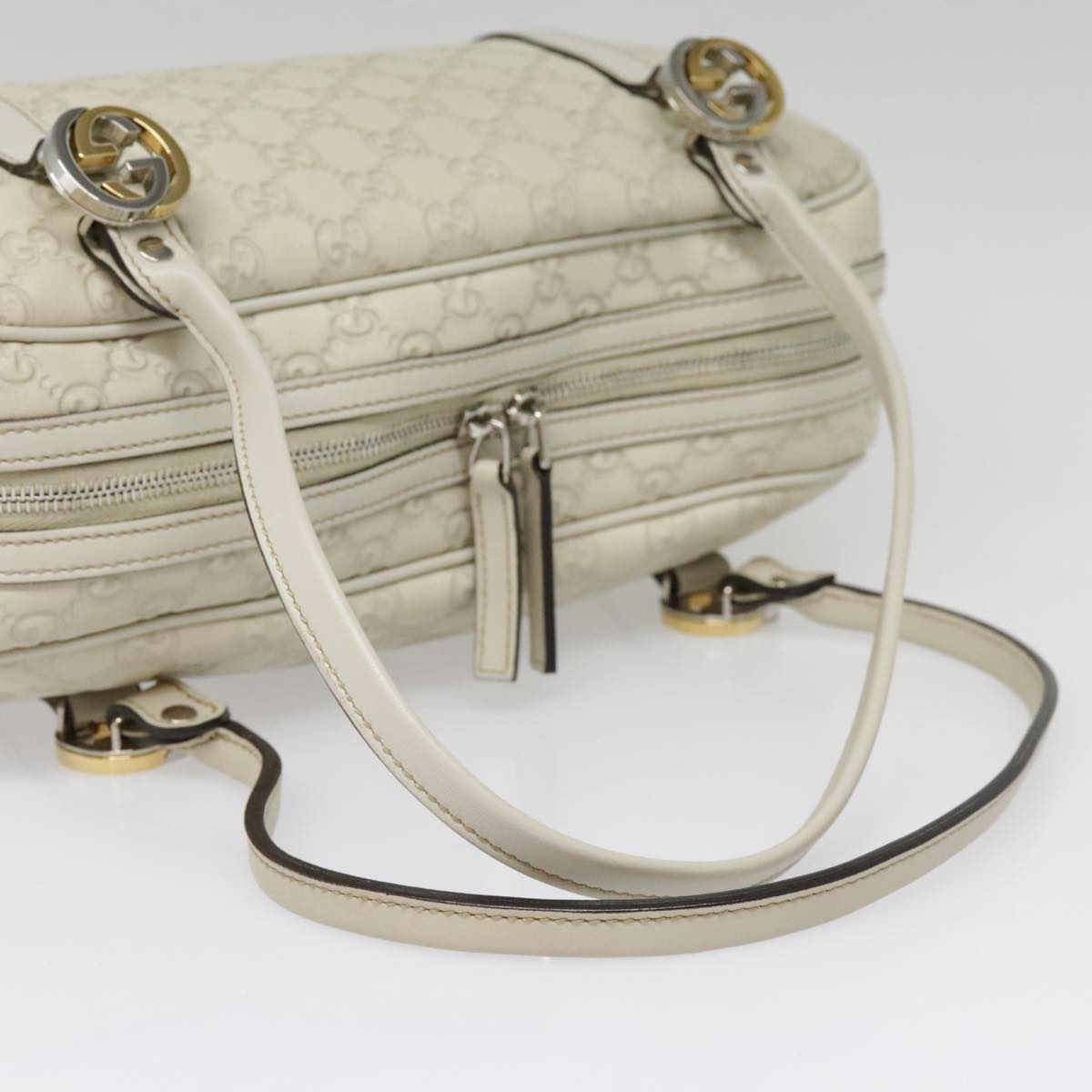 GUCCI Guccissima GG Twins Hand Bag Leather White - 7