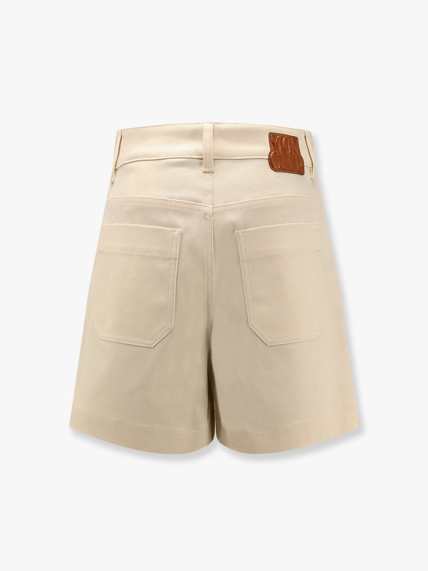 Moncler Stretch Cotton Shorts With Maxi Logo Patch - 4