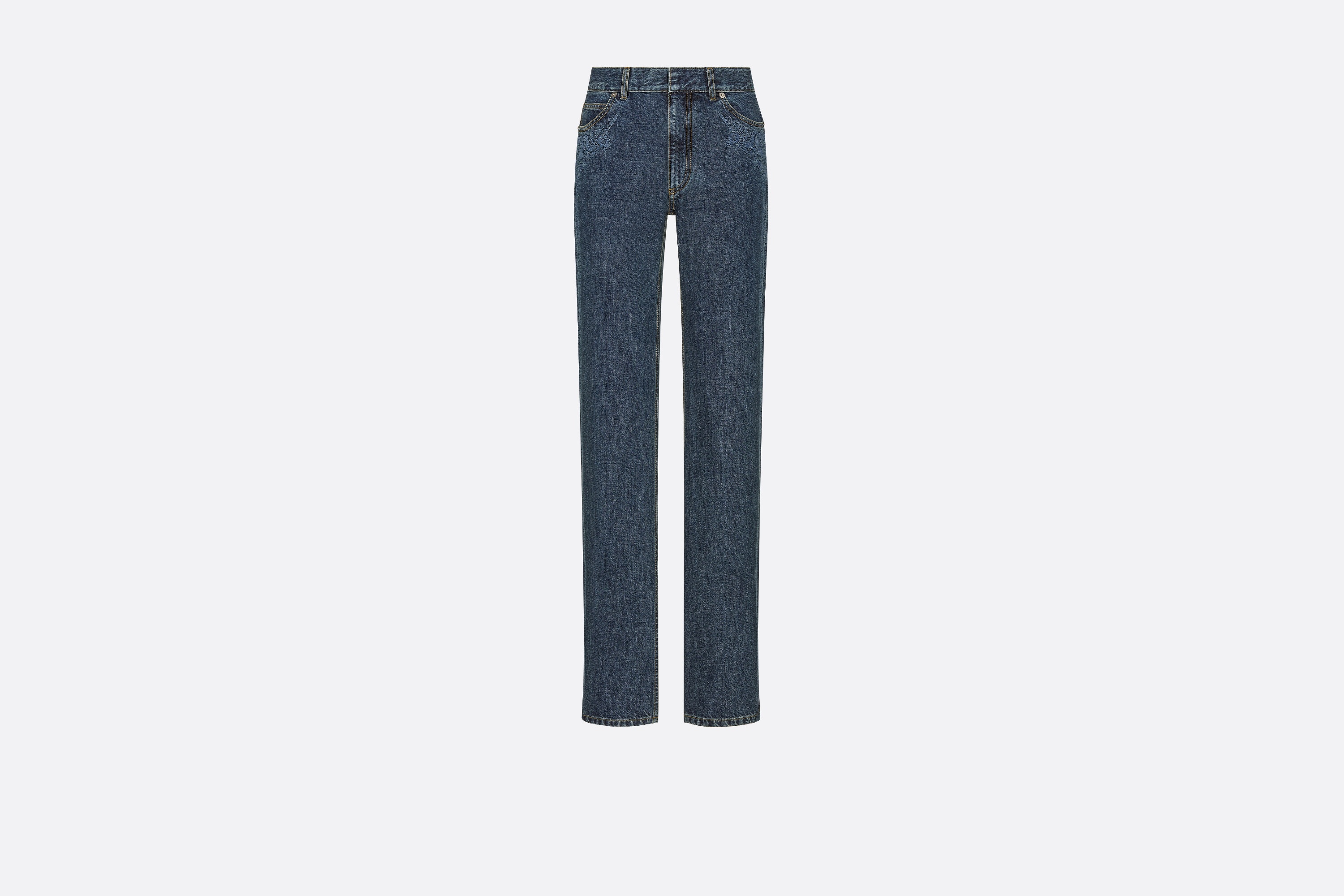 Embroidered Fitted Jeans - 1