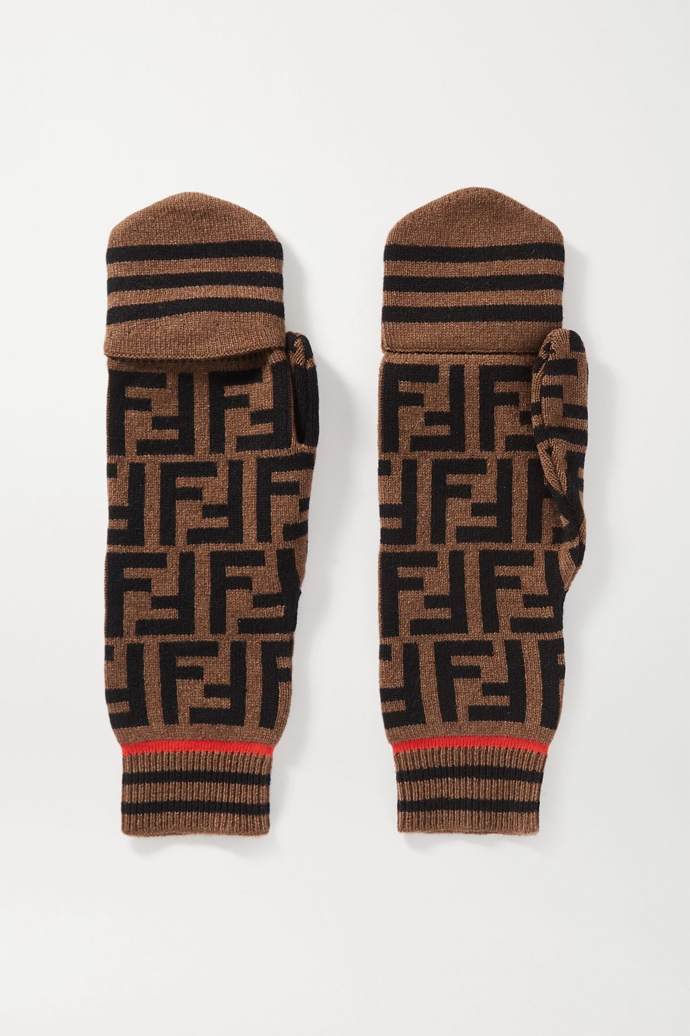 Intarsia cashmere and wool-blend mittens - 1