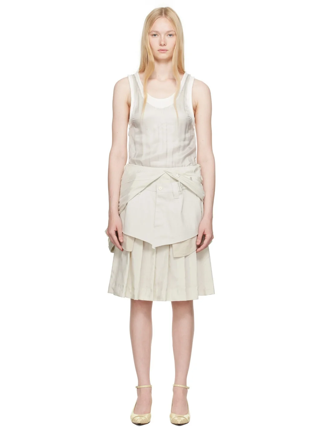 Beige 'Anonymity of the lining' Midi Dress - 1