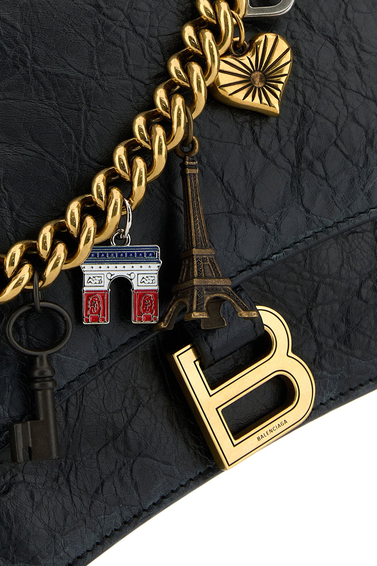Black leather medium Crush Chain shoulder bag - 4