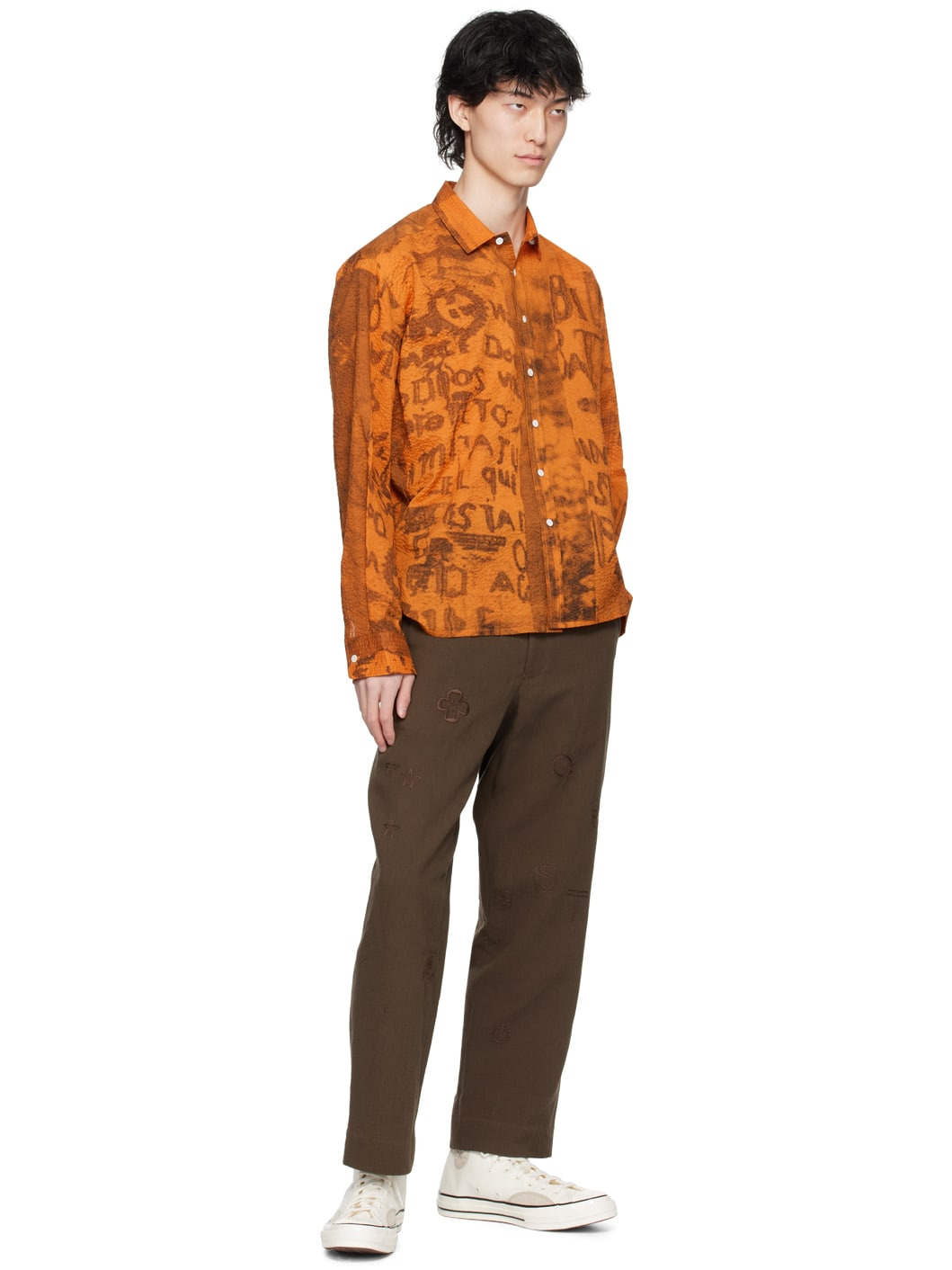 Brown Embroidered Trousers - 4