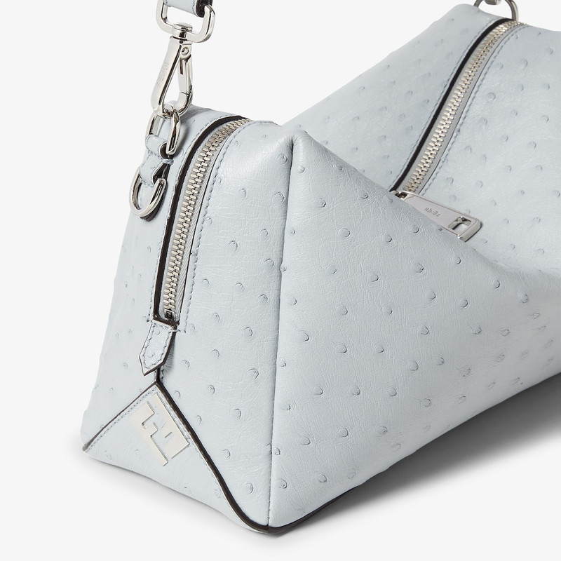 Fendi Lui Medium Pearl gray ostrich leather bag 5