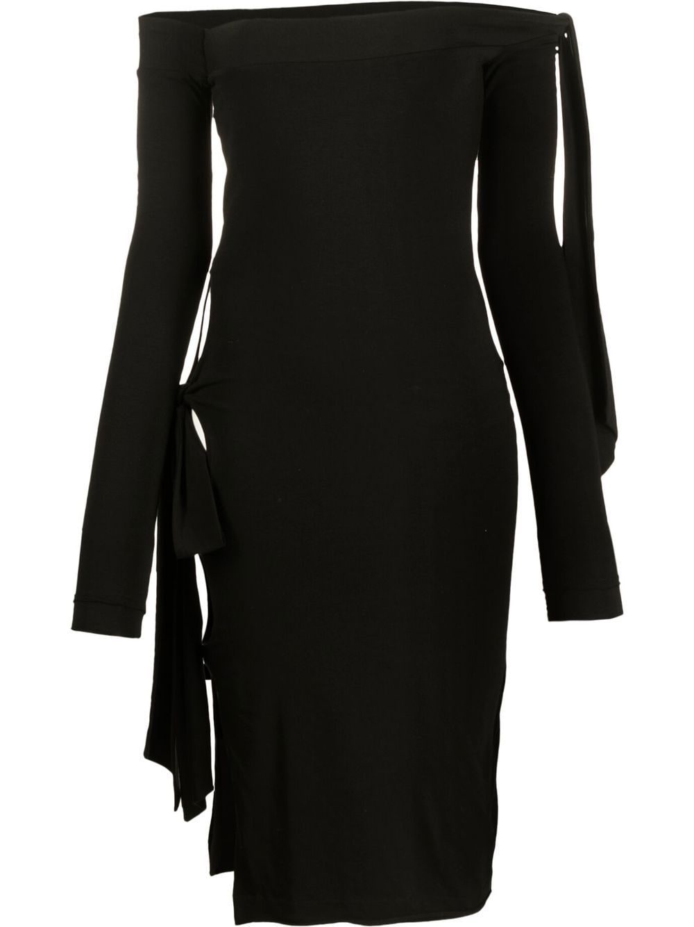 off-shoulder tie-detail midi dress - 1