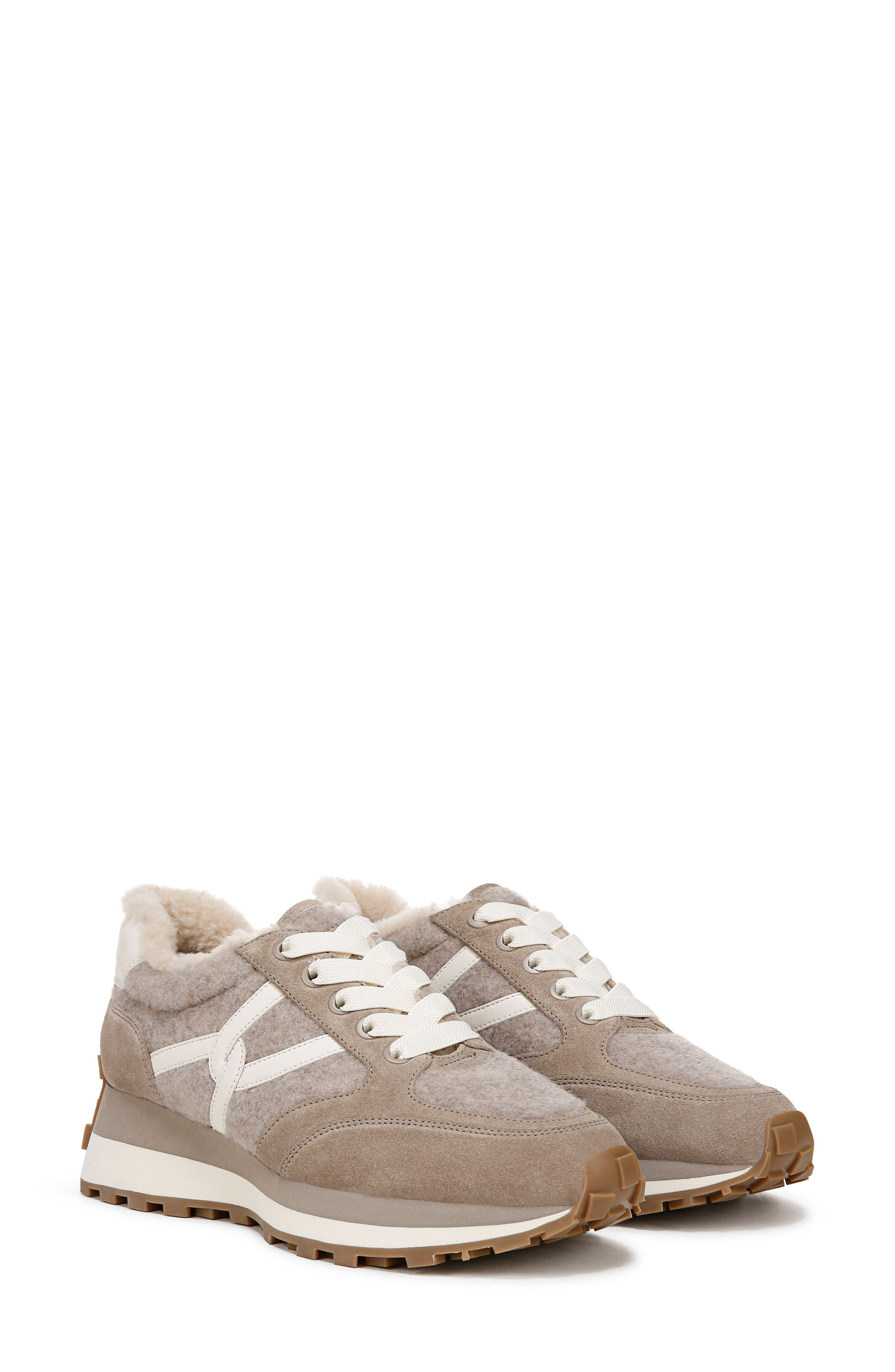 Veronica Beard Valentina Genuine Shearling Lined Sneaker in Cobblestone at Nordstrom - 8